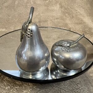 Kirk Stieff Pewter Apple and Pear Salt and Pepper Shakers Matching #500 No Box
